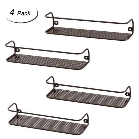 NEX™ Large Brown Wall-Mounted Spice Racks with Guard Rail, 4ct.